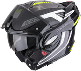 Casco Modular Para Moto Scorpion Exo Exo-Tech Evo Carbon Carbon Fiber Negro Neón Amarillo Cosy Talla M
