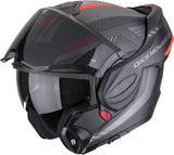 Casco Modular Para Moto Scorpion Exo Exo-Tech Evo Carbon Carbon Fiber Negro Mate Rojo Cosy Talla M
