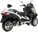 Tubo De Escape Con Homologación Acústica Nero Acero Fondo Carbono - Leovince Compatible Con Piaggio Mp3 400 - Lt - Rst (2007-2012)