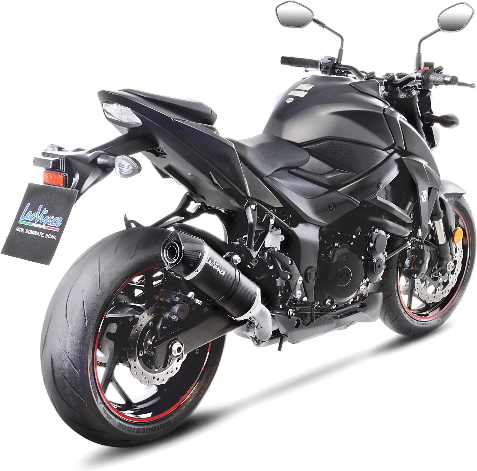Tubo De Escape Con Homologación Acústica Lv One Evo Carbono Fondo Carbono - Leovince Compatible Con Suzuki Gsx-S 750 - Z Abs (2017-2020)