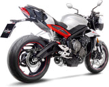 Exhaust Tip Without Sound Certification Lv One Evo Stainless Steel Carbon Fiber End Cap - Leovince Compatible With Triumph Street Triple 765 R - Sa2 (2017-2019)