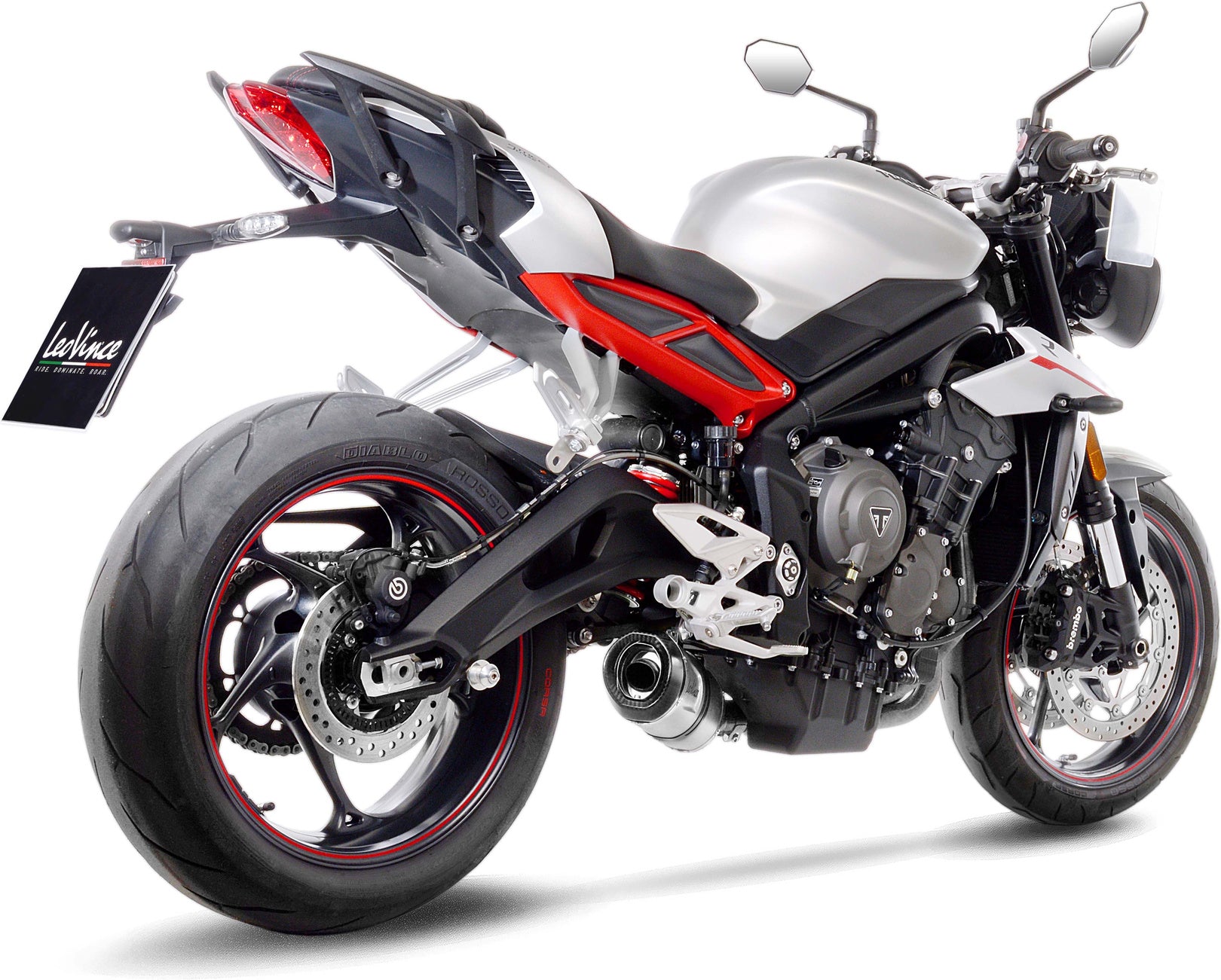 Exhaust Tip Without Sound Certification Lv One Evo Stainless Steel Carbon Fiber End Cap - Leovince Compatible With Triumph Street Triple 765 S - R Lrh (2017-2019)