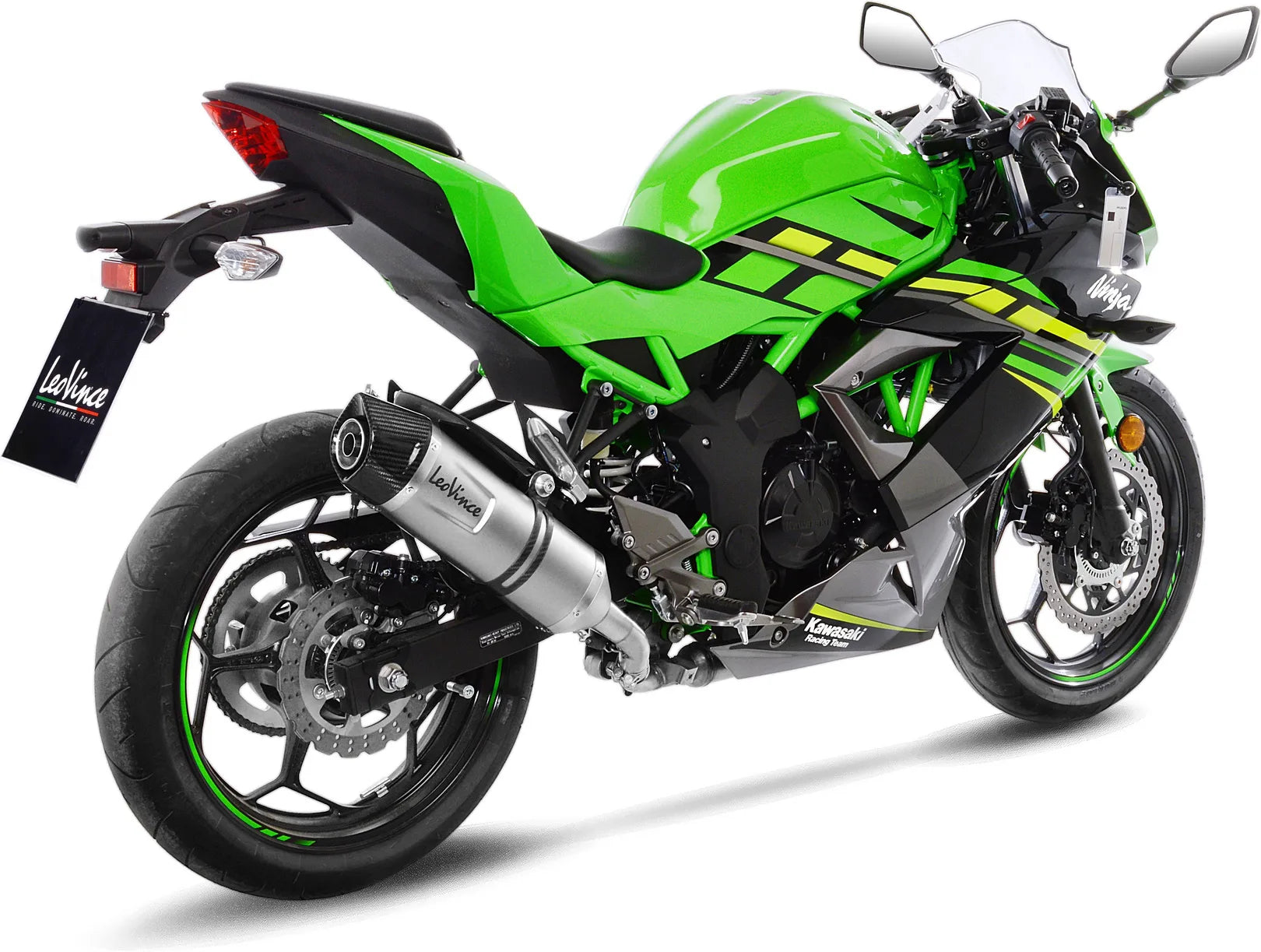 Tubo De Escape Sin Homologación Acústica Lv One Evo Acero Fondo Carbono - Leovince Compatible Con Kawasaki Ninja 125 (2019-2024)