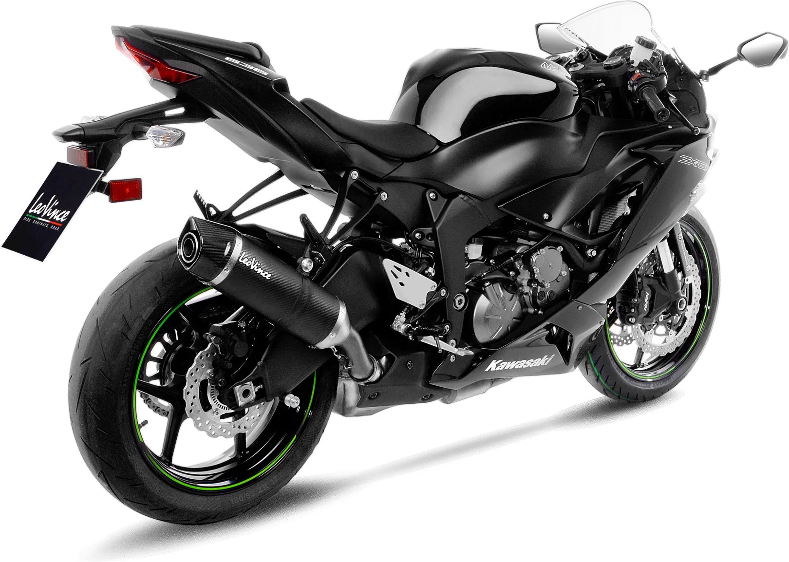 Tubo De Escape Con Homologación Acústica Lv One Evo Carbono Fondo Carbono - Leovince Compatible Con Kawasaki Zx 6R Ninja (2019-2020)