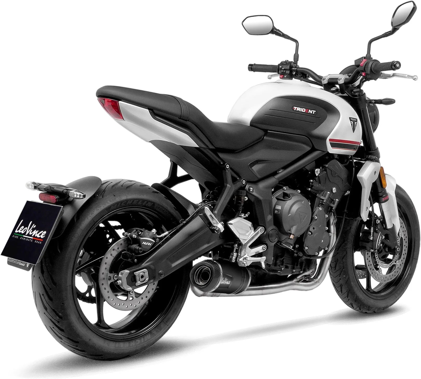 Sistema De Escape Completo Con Catalizador Y Homologación Acústica Lv One Evo Acero Negro Fondo Carbono - Leovince Compatible Con Triumph Trident 660 (2021-2024)