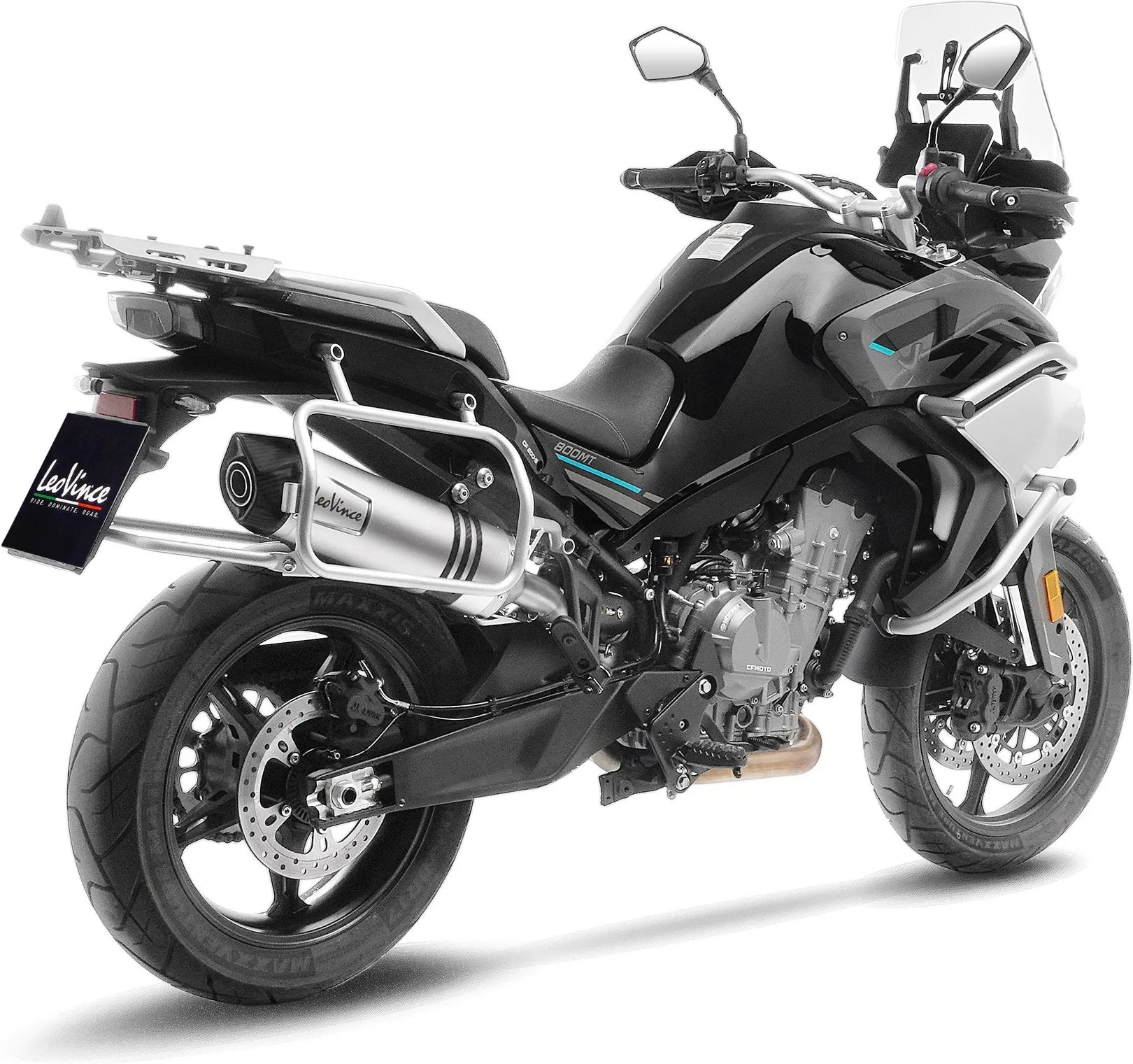 Tubo De Escape Con Homologación Acústica Lv One Evo Acero Fondo Carbono - Leovince Compatible Con Cfmoto 800 Mt Sport (2025-2026)