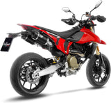 Escape Doble Sin Homologación Acústica Lv Pro Acero Negro Fondo Carbono - Leovince Compatible Con Ducati Hypermotard 698 Mono (2024-2026)