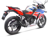 Tubo De Escape Sin Homologación Acústica Lv-10 Acero Full Negro Fondo Acero Negro - Leovince Compatible Con Honda Cbr 300 R (2014-2017)