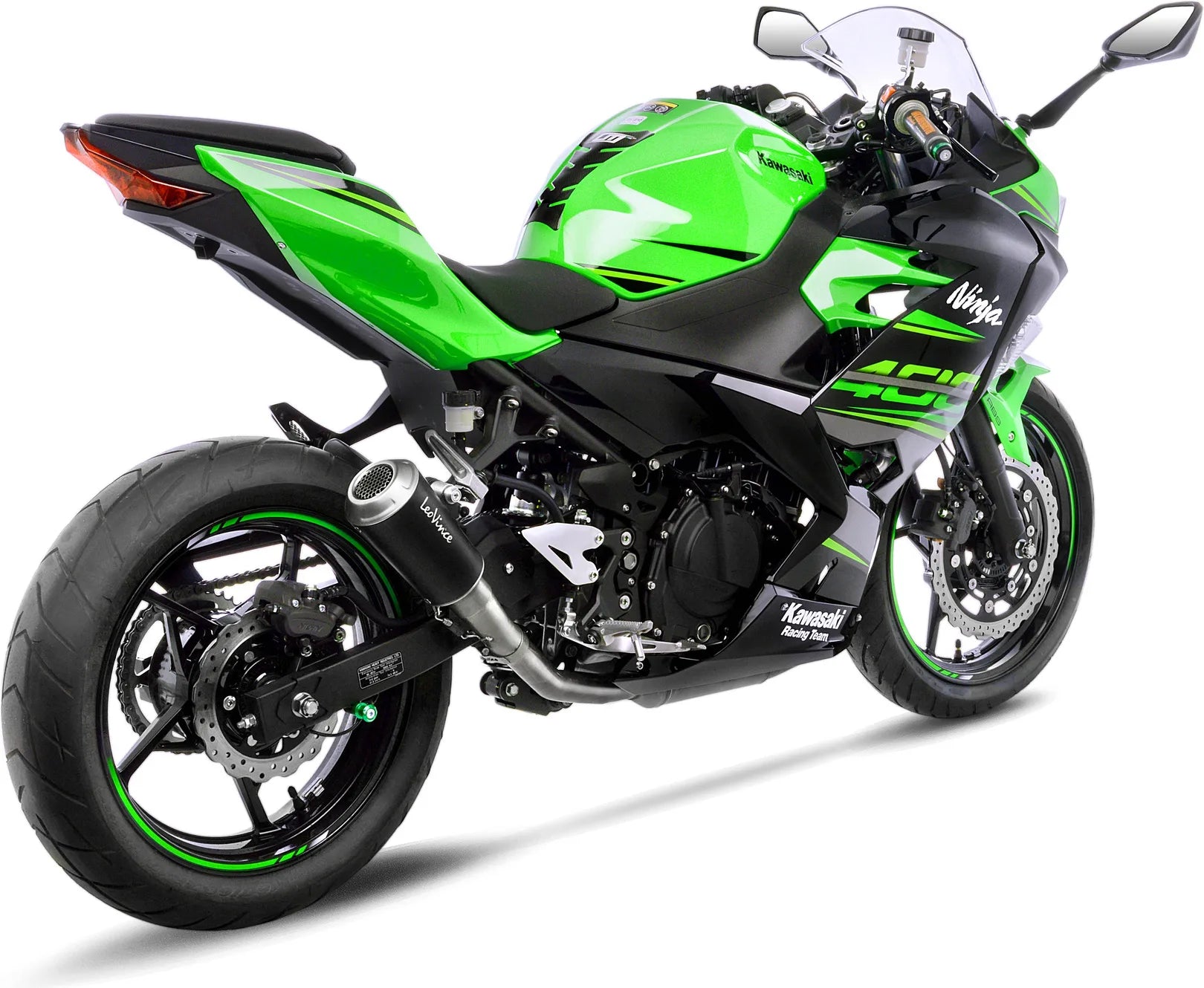 Tubo De Escape Sin Homologación Acústica Lv-10 Acero Negro Fondo Acero - Leovince Compatible Con Kawasaki Z 400 (2019-2021)