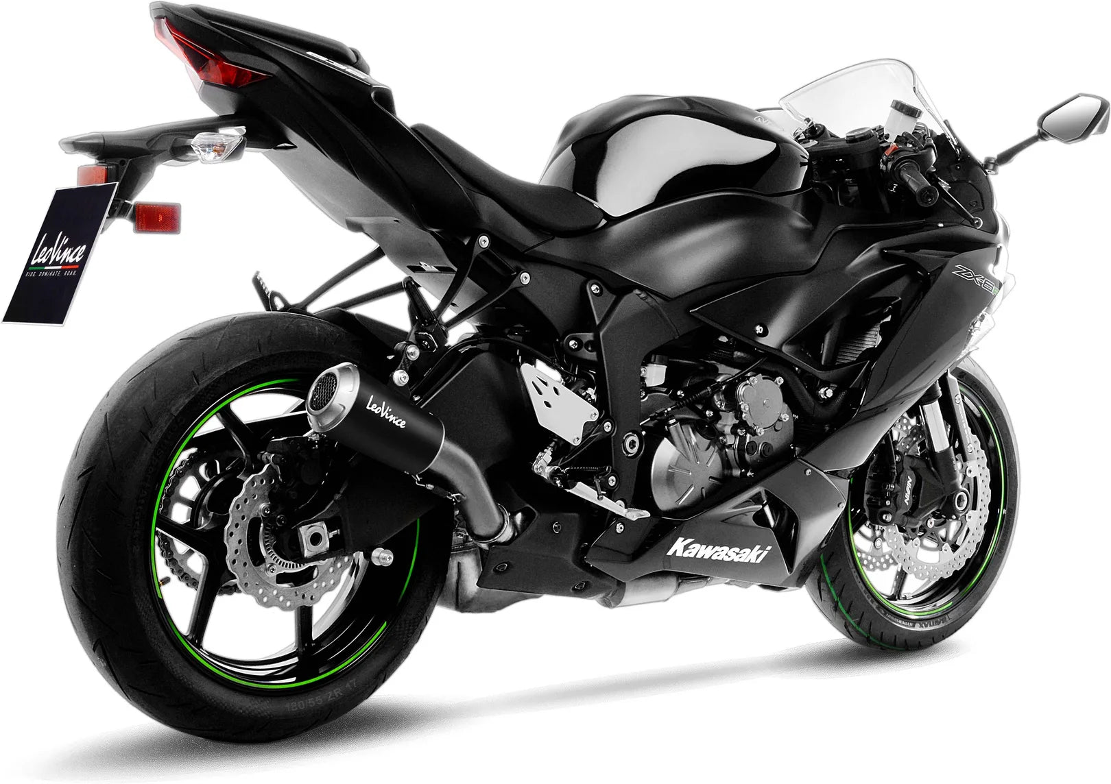 Tubo De Escape Sin Homologación Acústica Lv-10 Acero Negro Fondo Acero - Leovince Compatible Con Kawasaki Zx 6R Ninja (2013-2016)