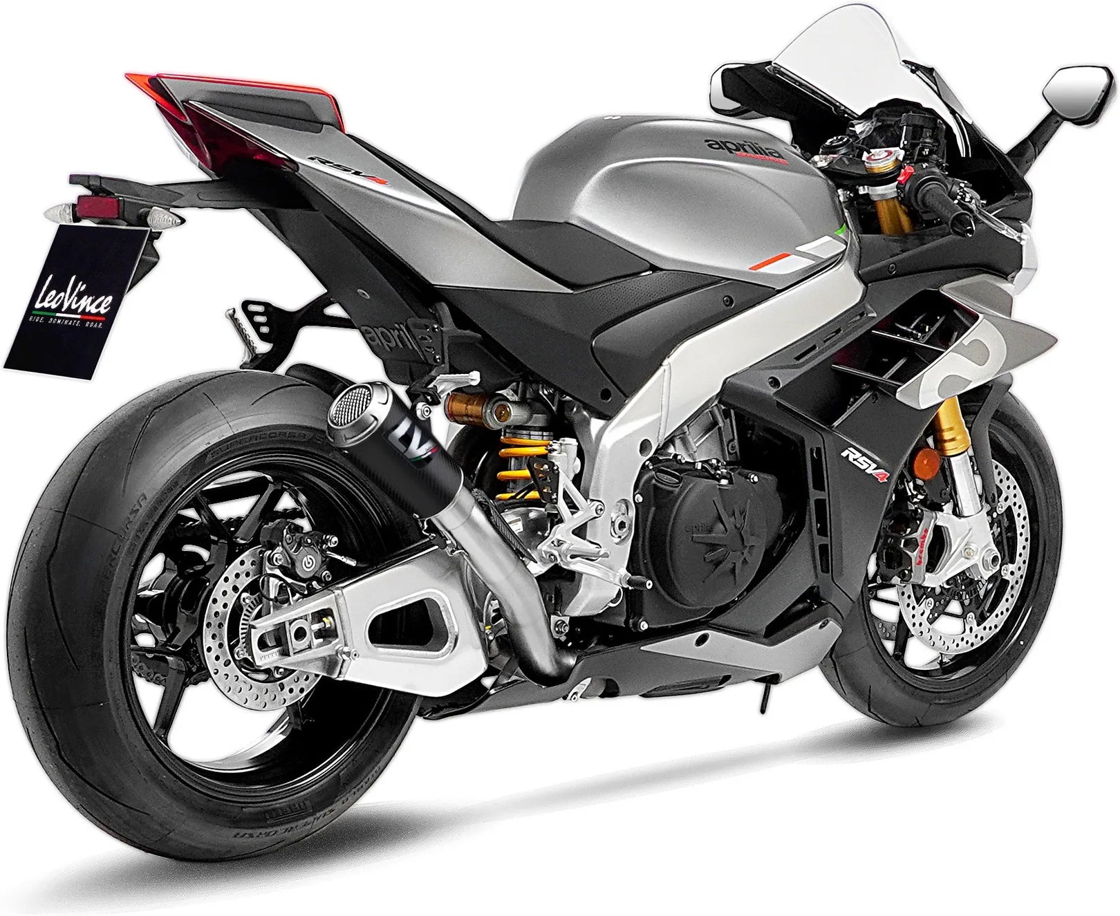 Tubo De Escape Sin Homologación Acústica Lv-10 Carbono Fondo Acero - Leovince Compatible Con Aprilia Tuono V4 1100 Factory (2021-2024)