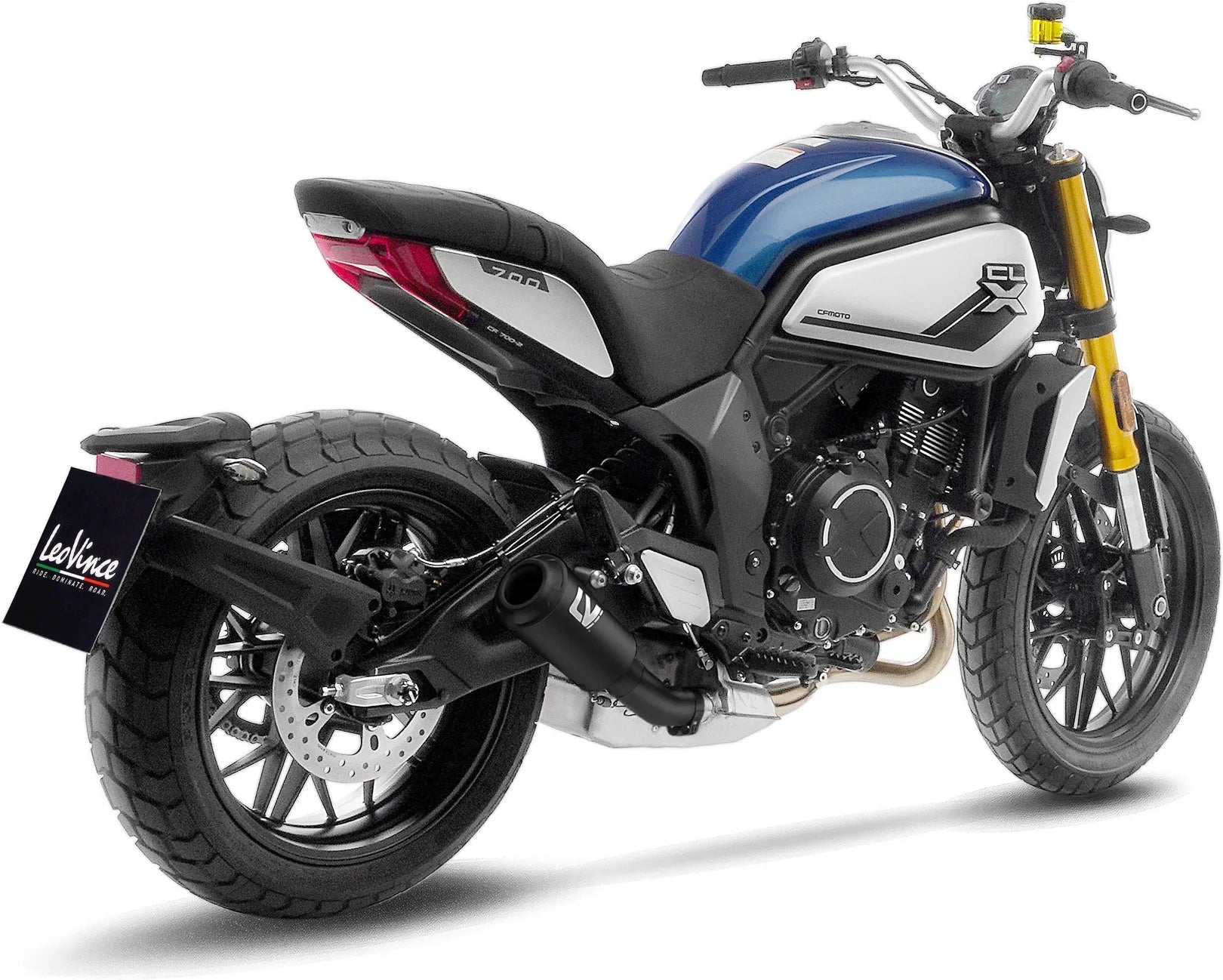 Tubo De Escape Con Homologación Acústica Lv-10 Acero Full Negro Fondo Acero Negro - Leovince Compatible Con Cfmoto 700 Cl-X Sport (2021-2023)