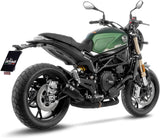 Tubo De Escape Con Homologación Acústica Lv-10 Acero Full Negro Fondo Acero Negro - Leovince Compatible Con Benelli Leoncino 800 (2022-2024)