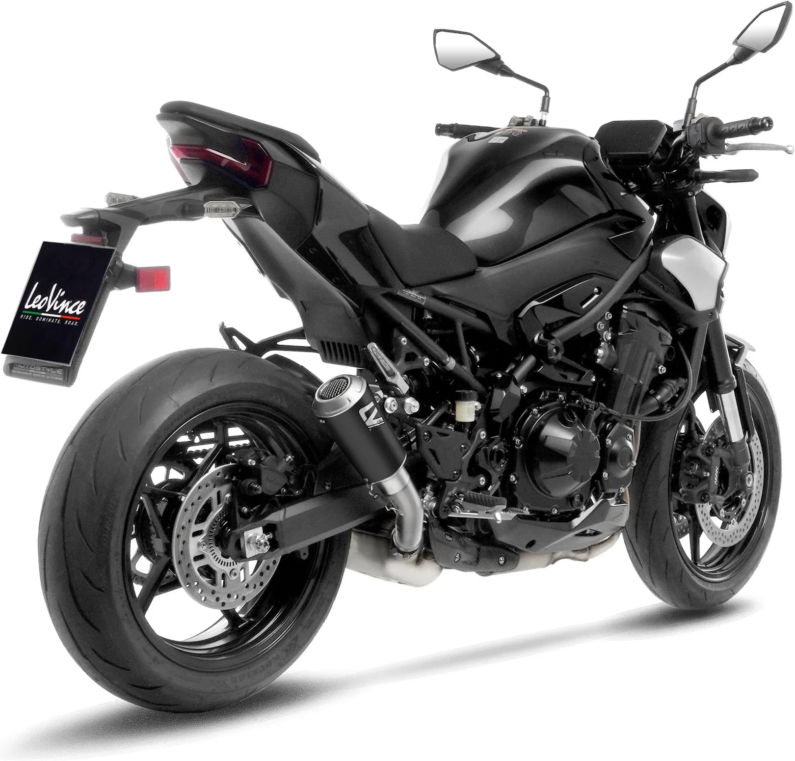 Tubo De Escape Con Homologación Acústica Lv-10 Acero Negro Fondo Acero - Leovince Compatible Con Kawasaki Z 900 A2 (2025-2026)