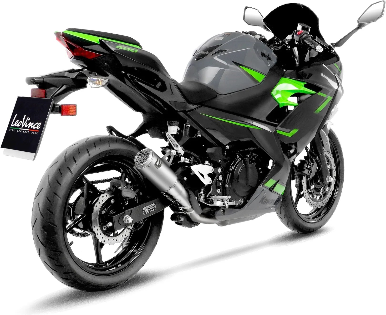 Tubo De Escape Sin Homologación Acústica Lv Corsa S Titano Fondo Acero - Leovince Compatible Con Kawasaki Z 400 (2019-2021)