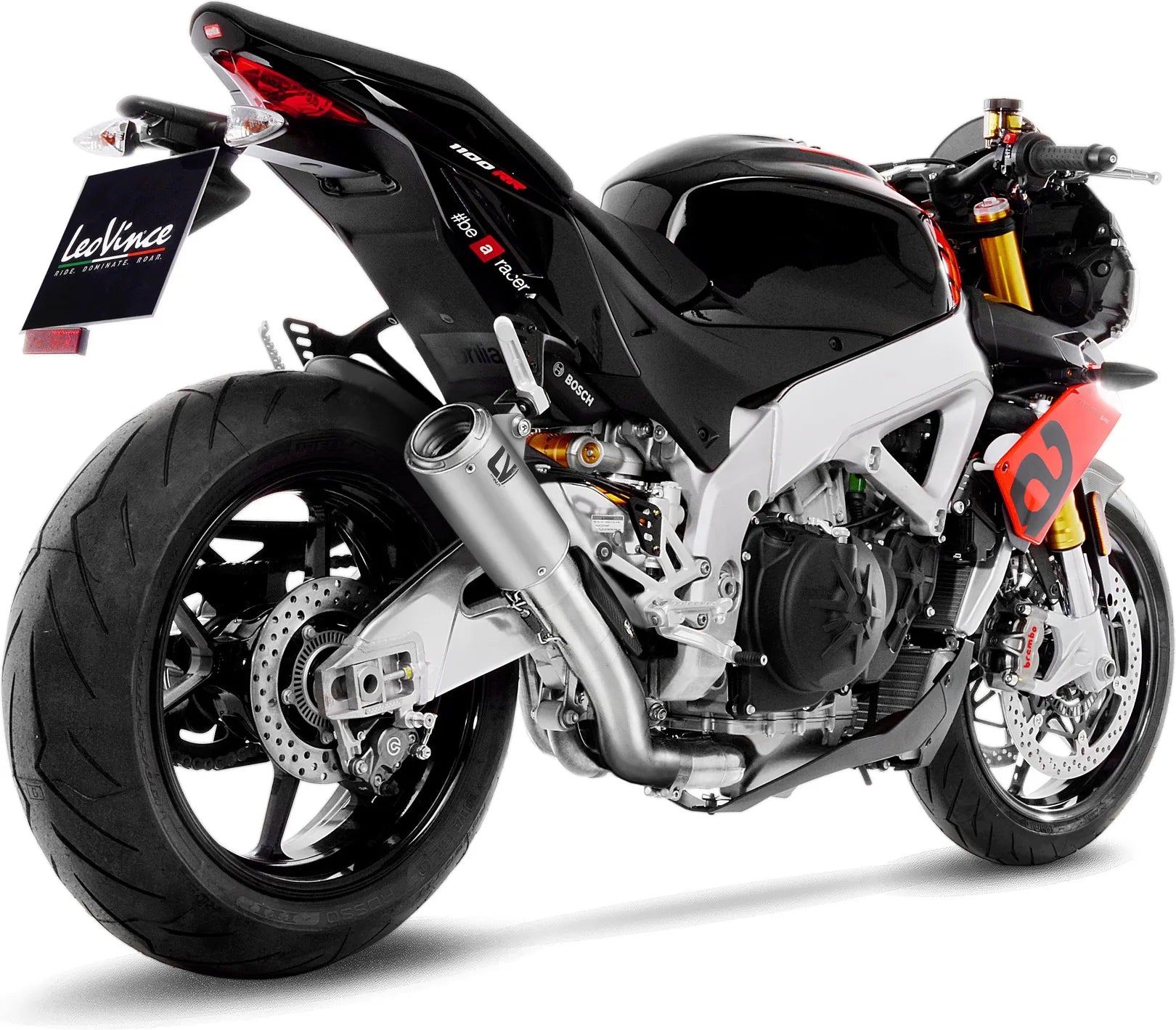 Tubo De Escape Sin Homologación Acústica Lv Corsa Titano Fondo Acero - Leovince Compatible Con Aprilia Tuono V4 1100 (2019-2020)