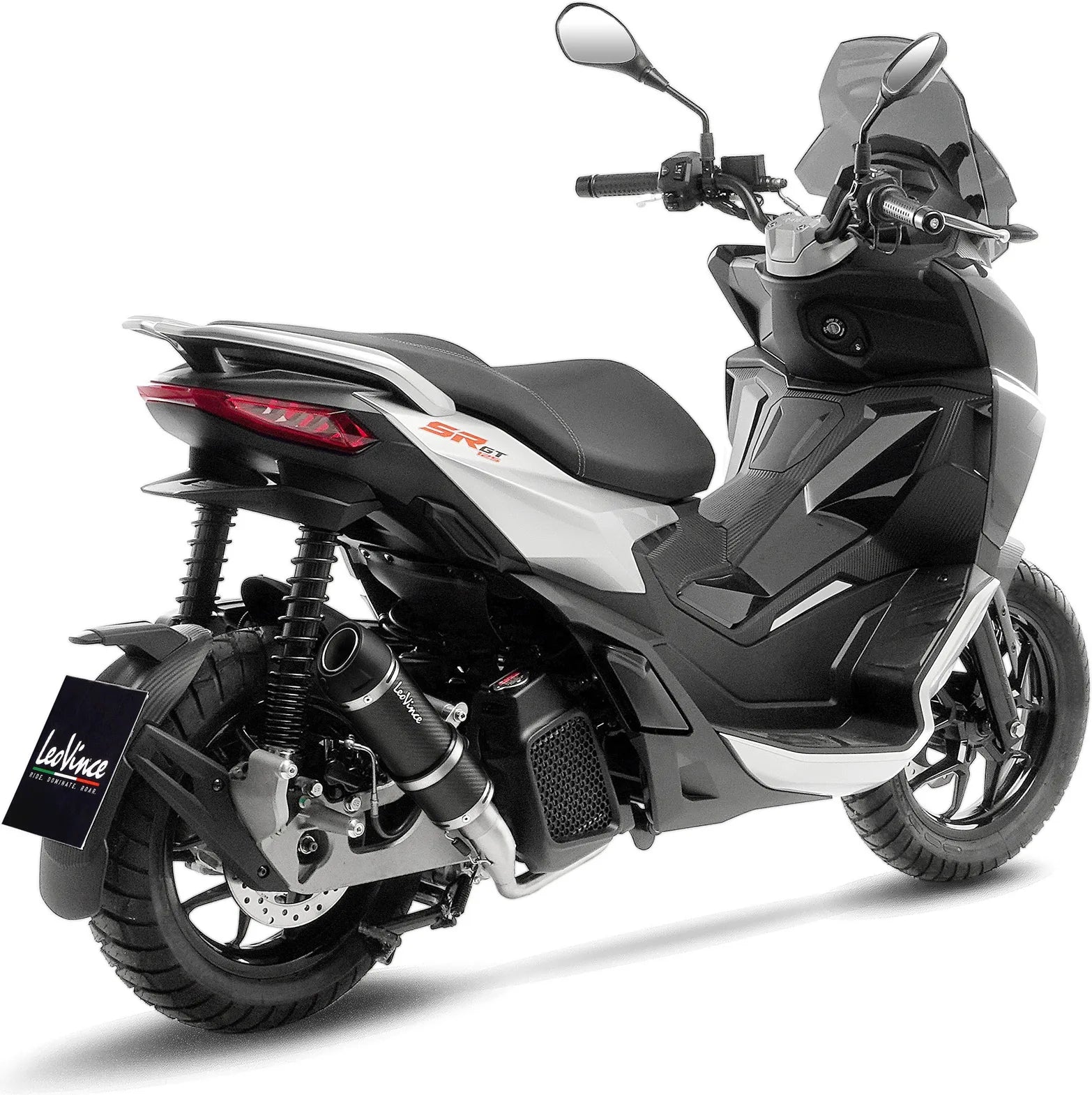 Sistema De Escape Completo Sin Catalizador Y Sin Homologación Acústica Gp Corsa Evo Carbono - Leovince Compatible Con Aprilia Sr Gt 200 - Sport (2022-2024)
