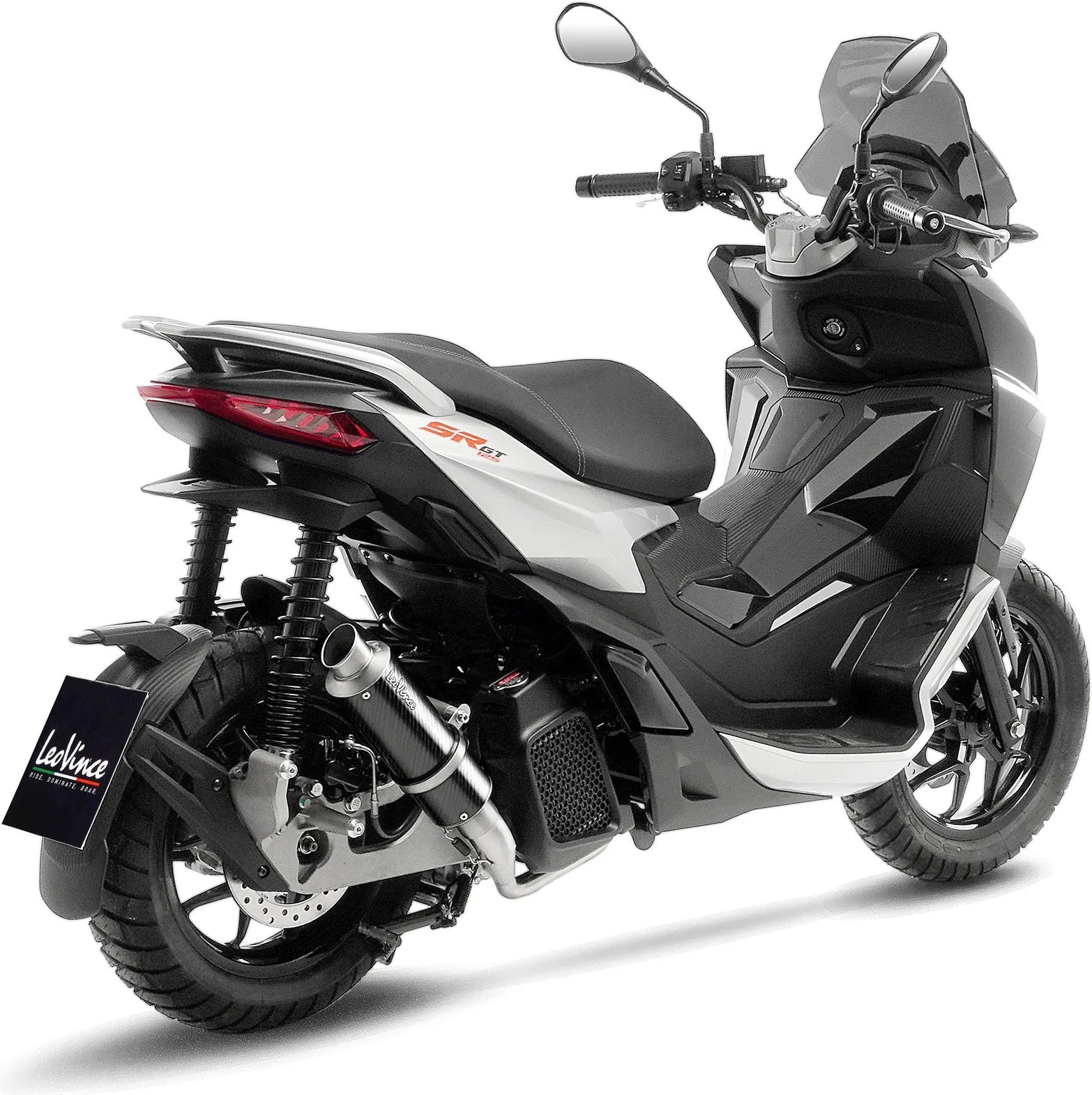 Sistema De Escape Completo Sin Catalizador Y Sin Homologación Acústica Gp Corsa Carbono - Leovince Compatible Con Aprilia Sr Gt 125 - Sport (2022-2024)