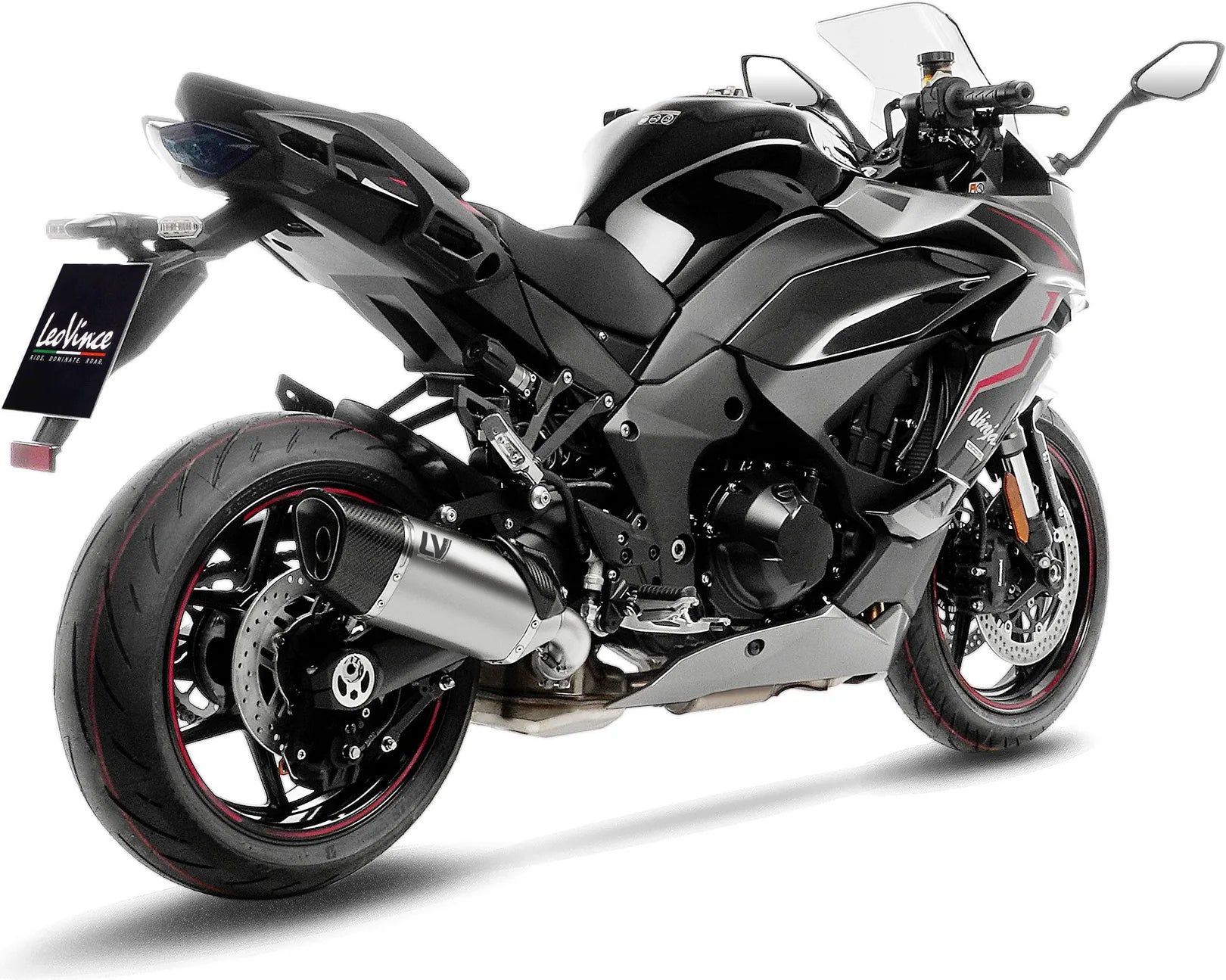 Tubo De Escape Sin Homologación Acústica Lv-14 R Titano Fondo Carbono - Leovince Compatible Con Kawasaki Ninja 1100 Sx Tourer (2025-2026)