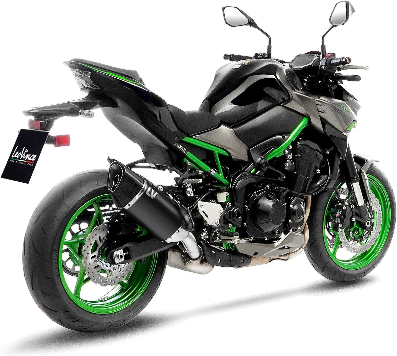 Tubo De Escape Sin Homologación Acústica Lv-14 R Acero Negro Fondo Carbono - Leovince Compatible Con Kawasaki Z 900 A2 (2025-2026)
