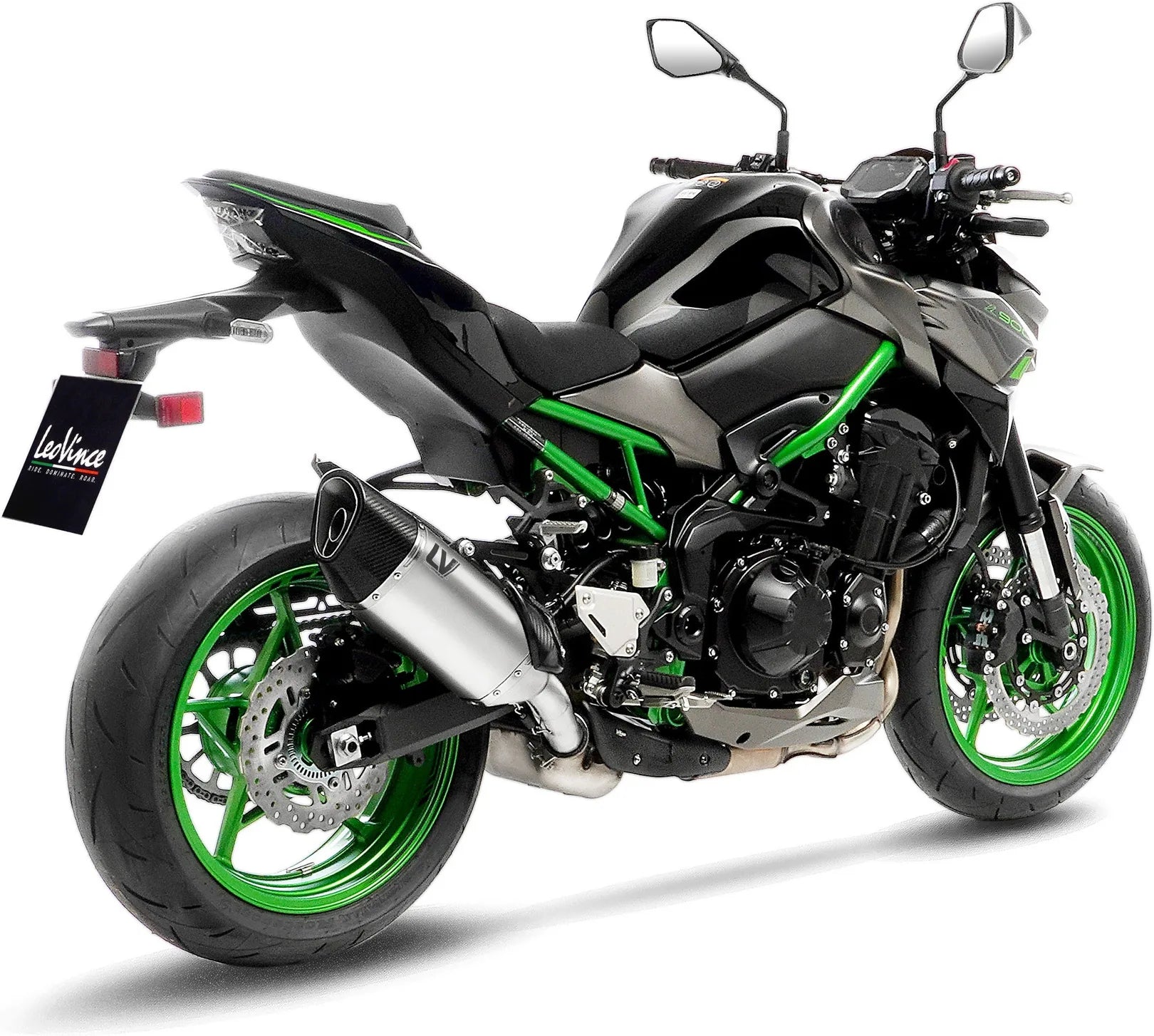 Tubo De Escape Sin Homologación Acústica Lv-14 R Titano Fondo Carbono - Leovince Compatible Con Kawasaki Z 900 A2 (2025-2026)