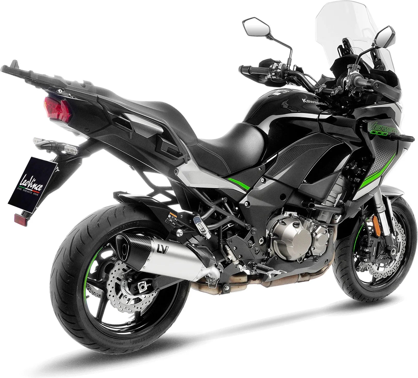 Tubo De Escape Sin Homologación Acústica Lv-14 R Acero Fondo Carbono - Leovince Compatible Con Kawasaki Versys 1000 (2019-2024)