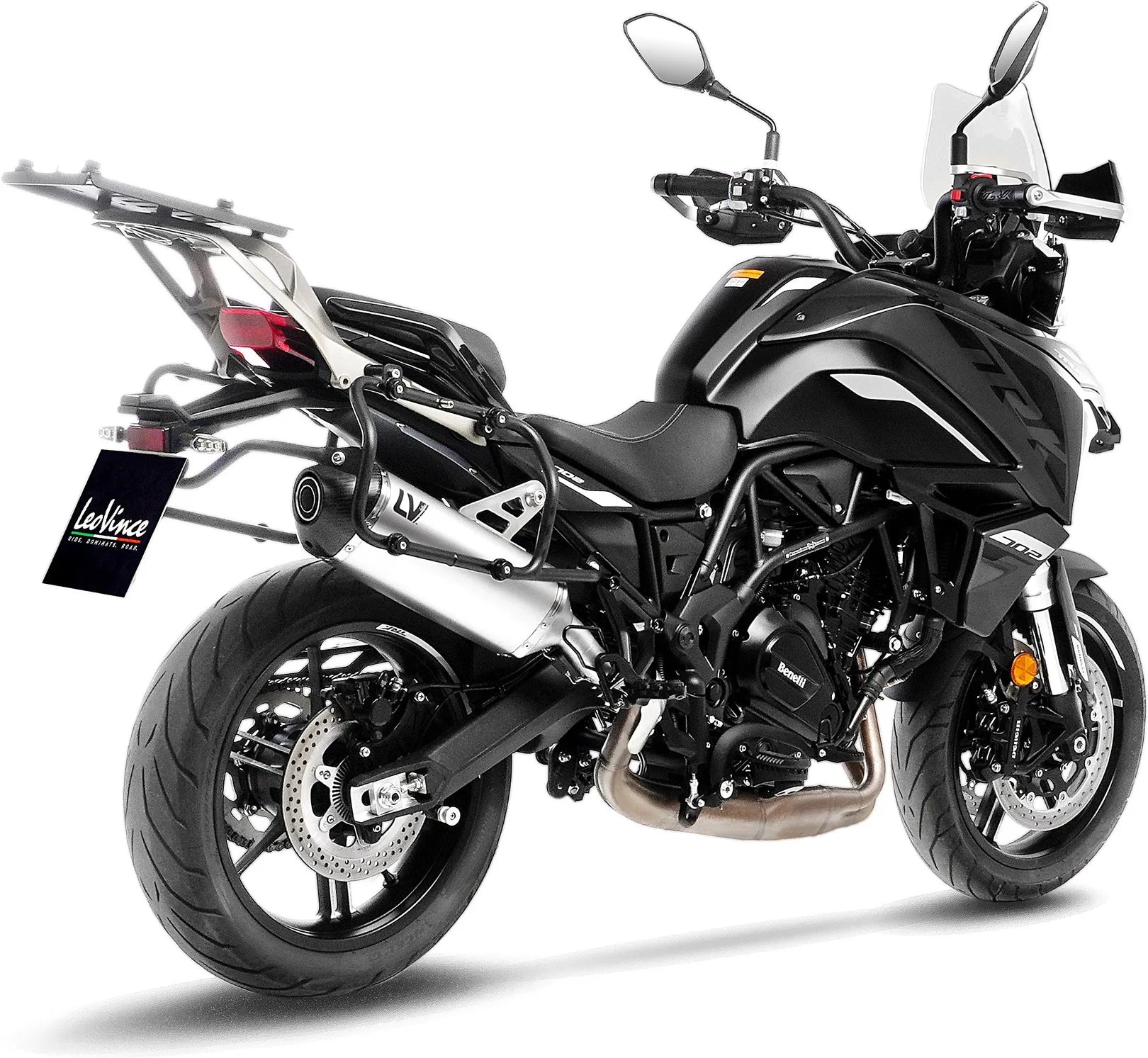 Tubo De Escape Sin Homologación Acústica Lv-14 Acero Fondo Carbono - Leovince Compatible Con Benelli Trk 702 - X (2023-2024)