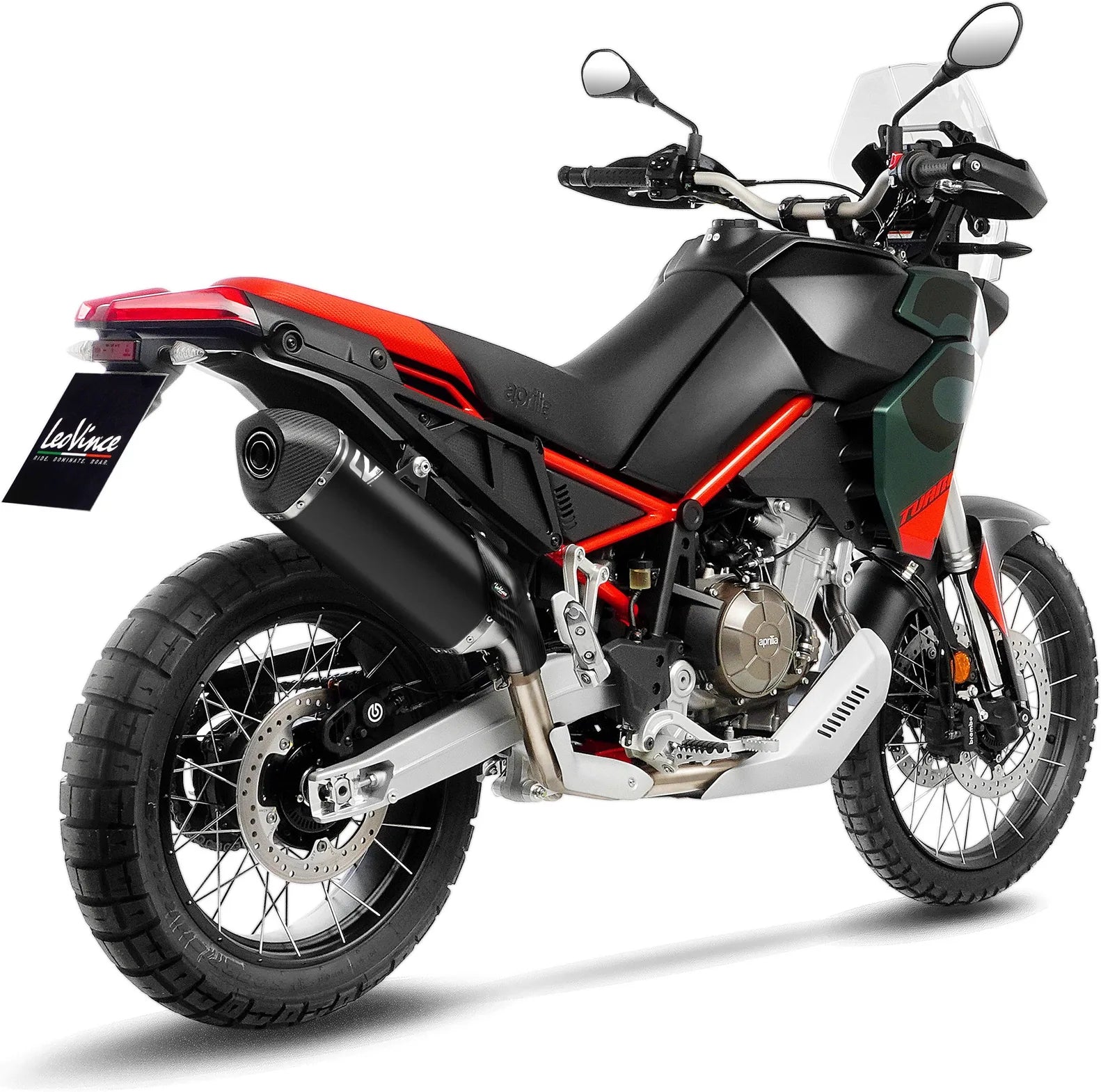 Tubo De Escape Sin Homologación Acústica Lv-14 Acero Negro Fondo Carbono - Leovince Compatible Con Aprilia Tuareg 660 (2025-2026)
