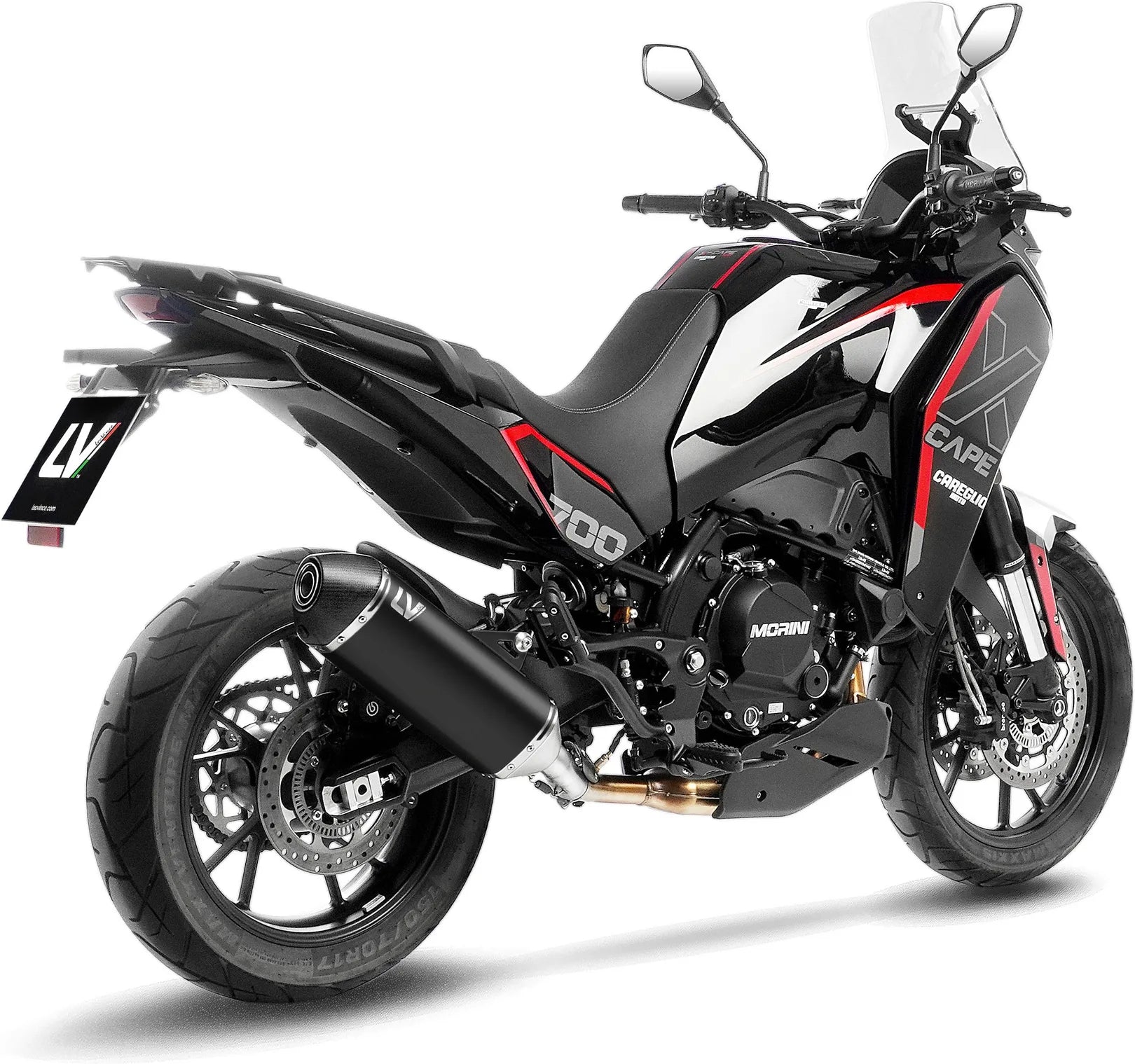 Tubo De Escape Con Homologación Acústica Lv-14 Acero Negro Fondo Carbono - Leovince Compatible Con Moto Morini X-Cape 700 (2025-2026)