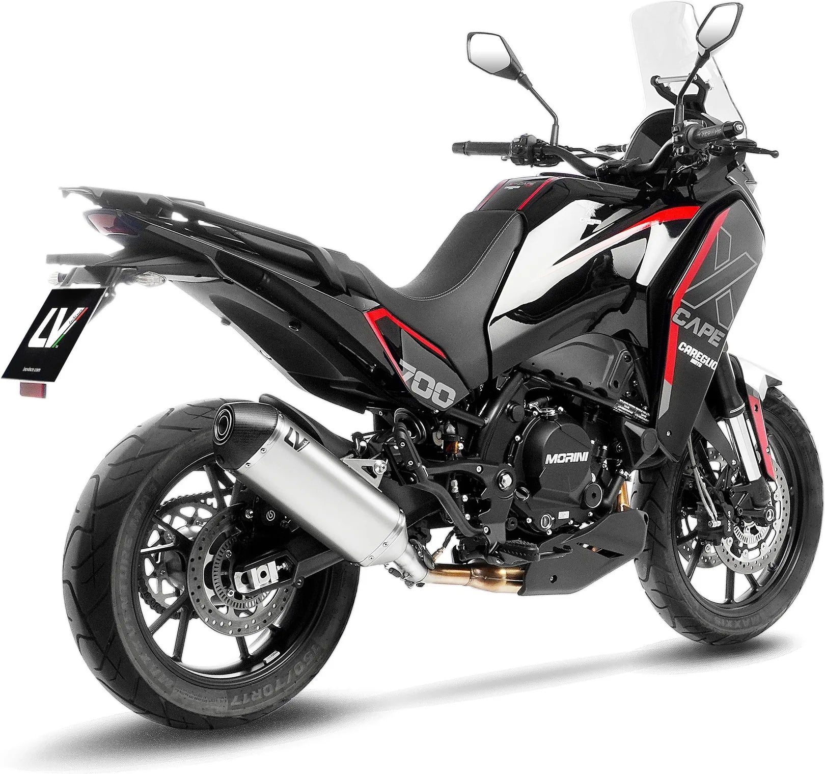 Tubo De Escape Con Homologación Acústica Lv-14 Acero Fondo Carbono - Leovince Compatible Con Moto Morini X-Cape 700 (2025-2026)