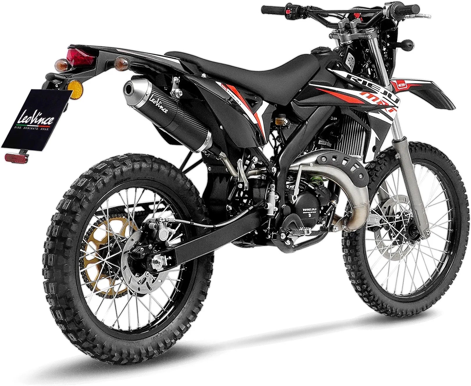 Tubo De Escape Con Homologación Acústica X-Fight Carbono Fondo Acero - Leovince Compatible Con Rieju Mrt 50 - Pro - Sm (2021-2023)