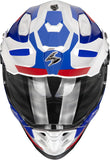 Full-Face Motorcycle Helmet Scorpion Exo Adf-9000 Air Ultra Tct White Blue Red Patrol Size Xs