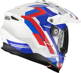 Full-Face Motorcycle Helmet Scorpion Exo Adf-9000 Air Ultra Tct White Blue Red Patrol Size Xs