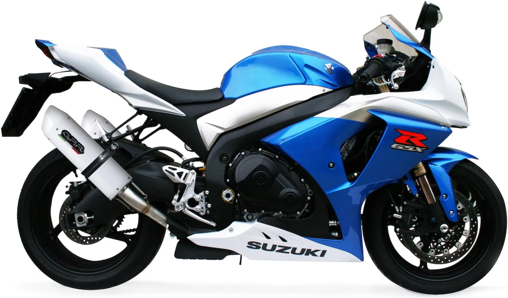 Escape Doble Con Homologación Acústica Albus Ceramic Aluminio Blanco - Gpr Compatible Con Suzuki Gsx-R 1000 K9 (2009-2011)