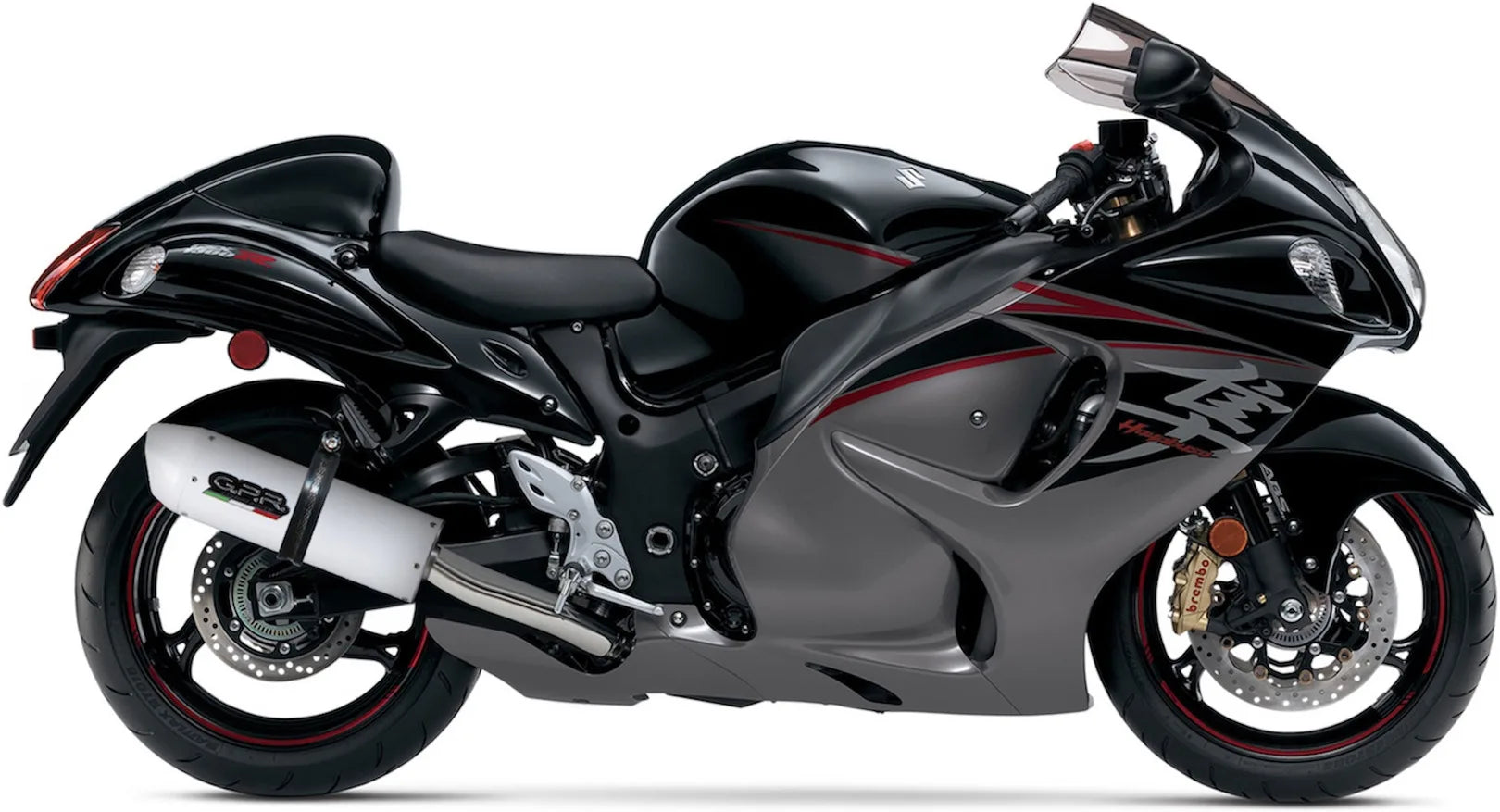 Escape Doble Con Homologación Acústica Albus Ceramic Aluminio Blanco - Gpr Compatible Con Suzuki Hayabusa 1300 (2007-2016)