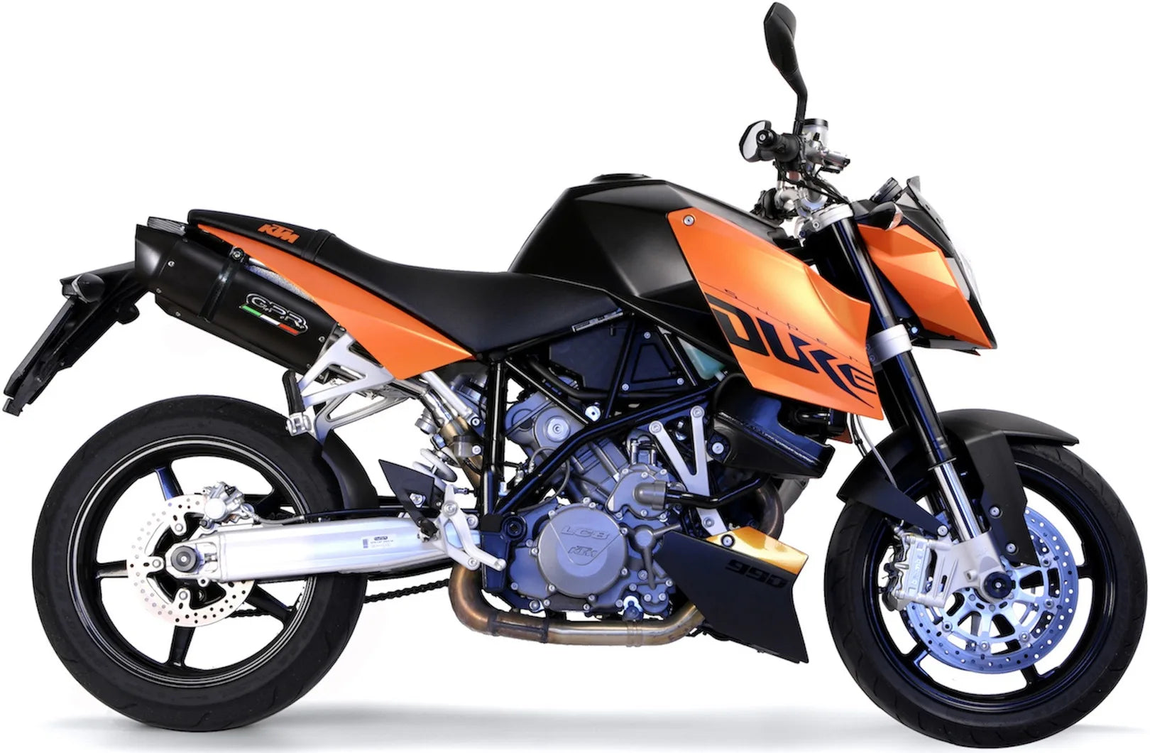 Doble Salida De Escape Con Catalizador Y Homologación Acústica Furore Aluminio Negro - Gpr Compatible Con Ktm 990 Super Duke - R (2004-2012)
