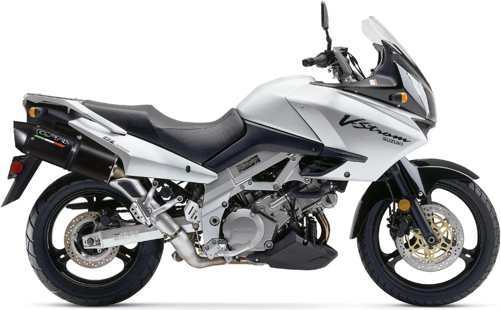 Doble Salida De Escape Con Catalizador Y Homologación Acústica Furore Aluminio Negro - Gpr Compatible Con Suzuki V-Strom Dl 1000 (2002-2013)
