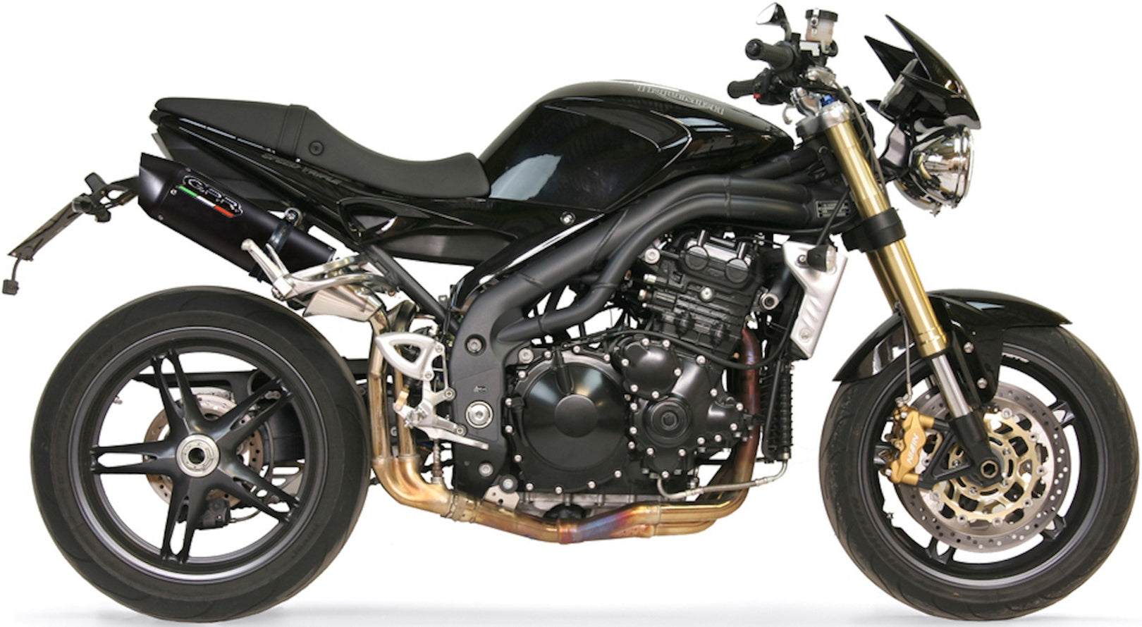 Dual Exhaust System With Sound Certification Furore Aluminium Black - Gpr Compatible With Triumph Speed Triple 1050 (2005-2010)