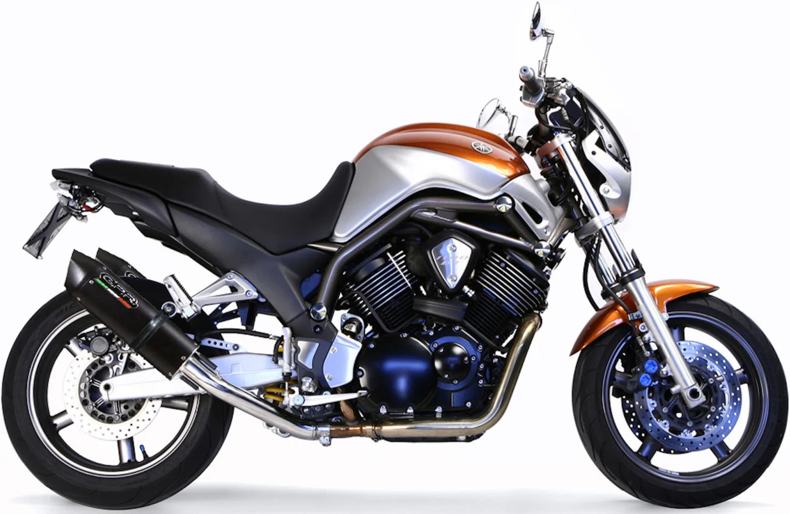 Escape Doble Con Homologación Acústica Furore Aluminio Negro - Gpr Compatible Con Yamaha Bt 1100 Bulldog (2002-2007)
