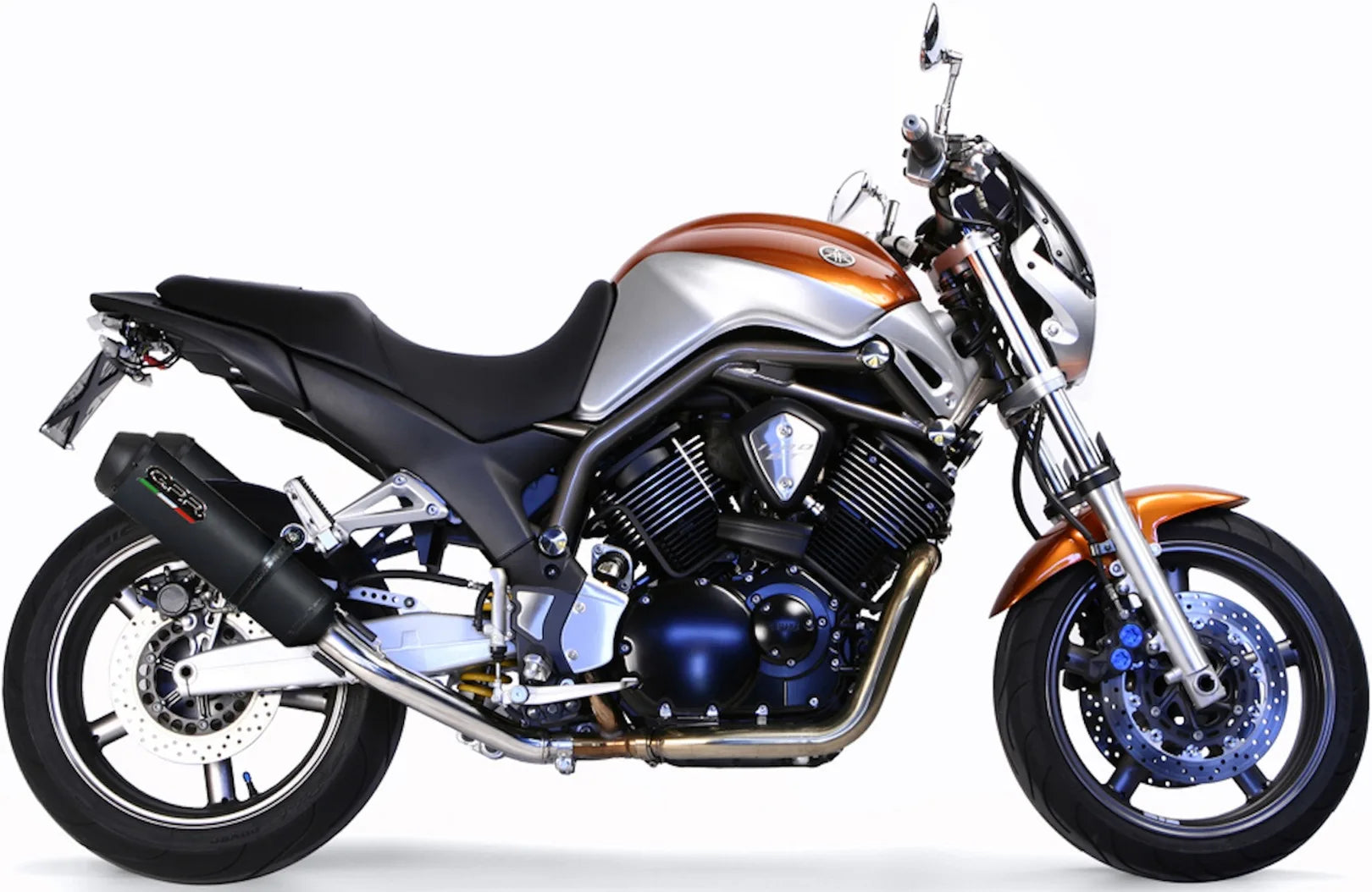 Escape Doble Con Homologación Acústica Ghisa Acero Negro - Gpr Compatible Con Yamaha Bt 1100 Bulldog (2002-2007)
