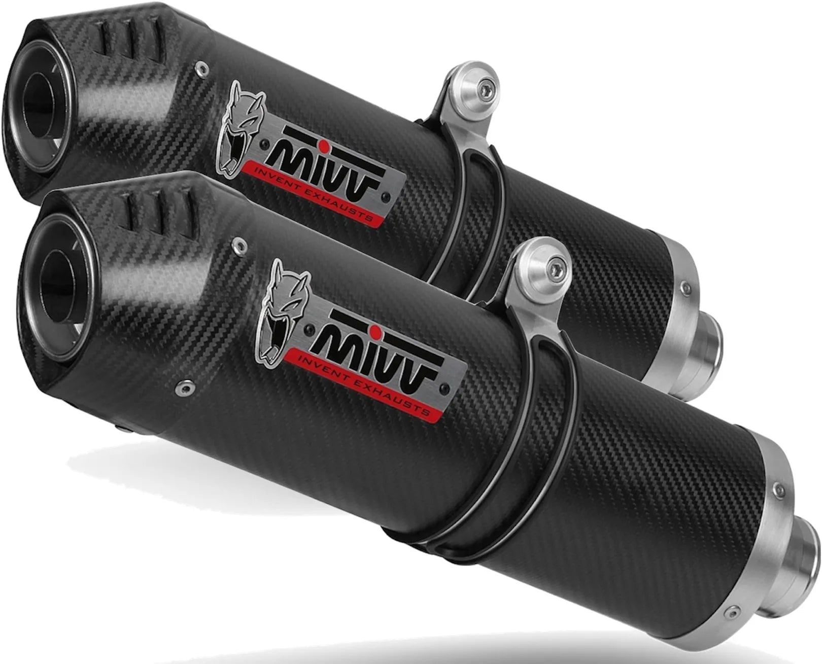 Escape Doble Con Homologación Acústica Oval Carbono Carbono - Mivv Compatible Con Kawasaki Z 1000 (2007-2009)