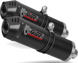 Dual Non-Catalytic Exhaust System With Sound Certification Oval Carbon Carbon - Mivv Compatible With Honda Xl 1000 Varadero (2003-2011)
