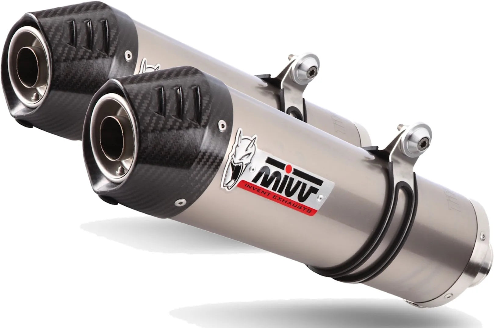 Escape Doble Con Homologación Acústica Oval Titano Carbono - Mivv Compatible Con Suzuki Gsx-R 1300 Hayabusa (2008-2017)