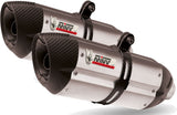 Dual Catalytic Exhaust Tips With Sound Certification Suono Stainless Steel Carbon - Mivv Compatible With Aprilia Dorsoduro 1200 (2012-2016)