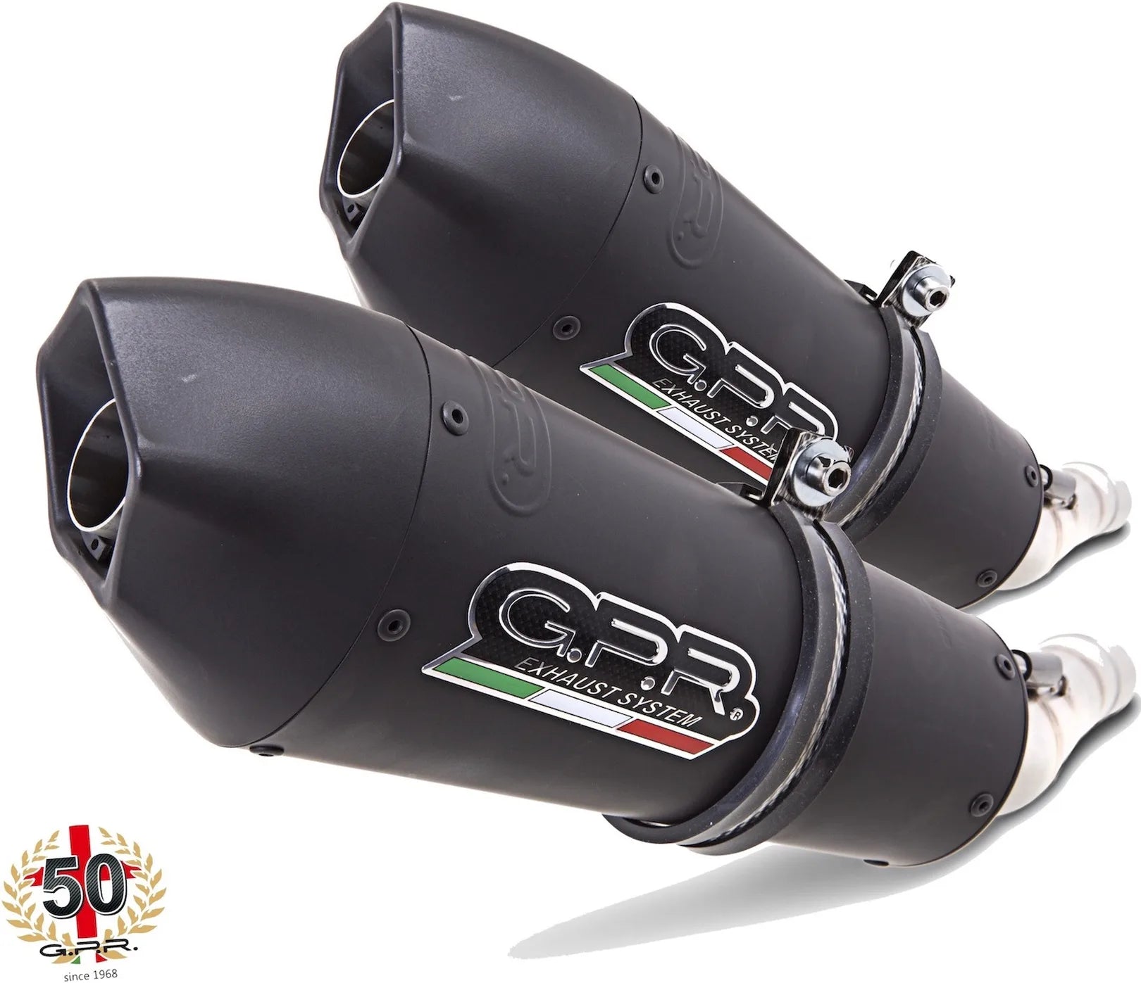 Escape Doble Con Homologación Acústica Gpe Anniversary Titano Negro - Gpr Compatible Con Ducati Hypermotard 1100 - Evo (2007-2012)
