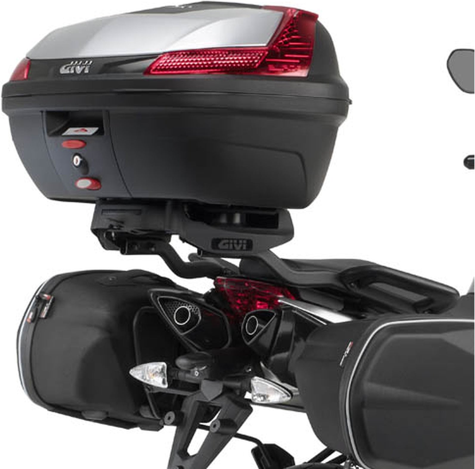 Monolock Riviera Triple Black Top Case - 46 Lt Riviera Technopolymer - Givi Compatible With Aprilia Shiver 750 (2010-2020)