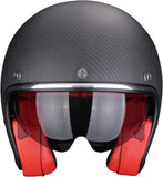Casco Urban Para Moto Scorpion Exo Belfast Evo Carbon Carbon Fiber Negro Mate Rojo Solid Talla Xl
