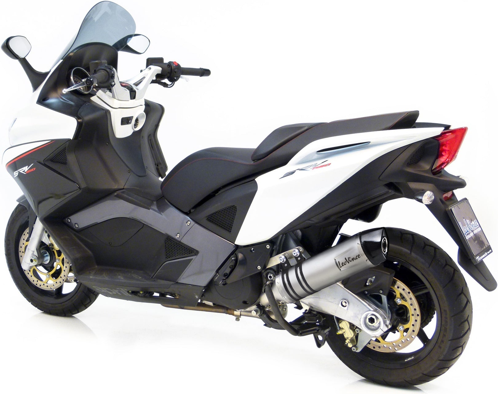 Exhaust Tip Without Sound Certification Lv One Evo Stainless Steel Carbon Fiber End Cap - Leovince Compatible With Gilera Gp 800 (2008-2015)