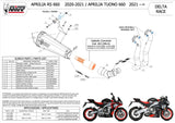 Sistema De Escape Completo Sin Catalizador Y Sin Homologación Acústica Delta Race Acero Carbono - Mivv Compatible Con Aprilia Tuono 660 (2021-2024)