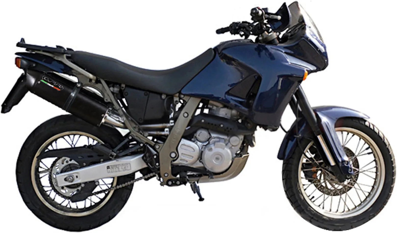 Escape Doble Con Homologación Acústica Furore Aluminio Negro - Gpr Compatible Con Aprilia Pegaso 650 Ga (1992-1996)